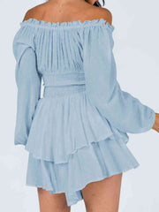 Off Shoulder Smocked Waist Romper - Angel's Dream