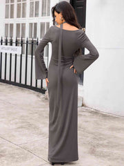 Tie Detail Long Sleeve Maxi Dress - Angel's Dream