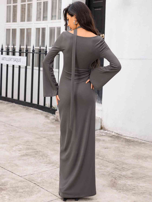 Tie Detail Long Sleeve Maxi Dress - Angel's Dream