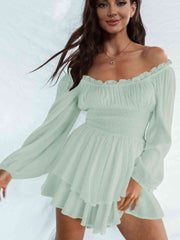 Off Shoulder Smocked Waist Romper - Angel's Dream