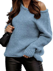 One Shoulder Long Sleeve Sweater - Angel's Dream