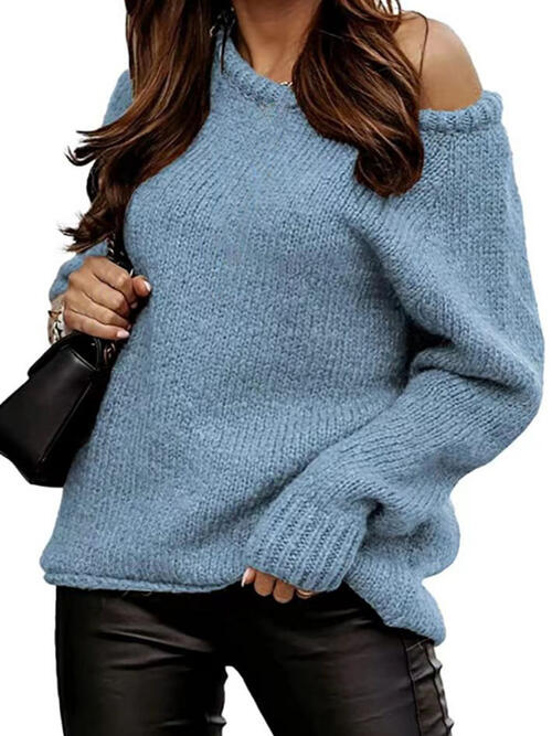 One Shoulder Long Sleeve Sweater - Angel's Dream