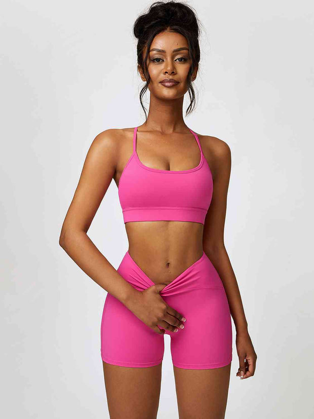 Sport Bra and Wide Waistband Shorts Set - Angel's Dream