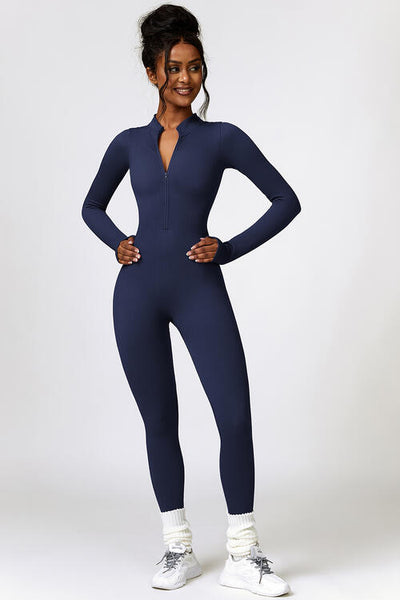 Half Zip Long Sleeve Active Jumpsuit - Angel's Dream