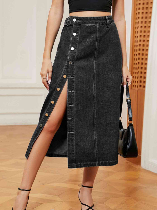 Button Down Denim Skirt - Angel's Dream