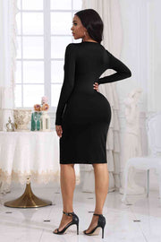 Cutout Twisted Long Sleeve Dress - Angel's Dream