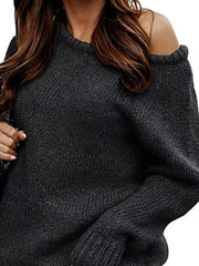 One Shoulder Long Sleeve Sweater - Angel's Dream