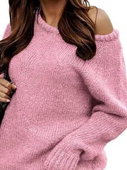 One Shoulder Long Sleeve Sweater - Angel's Dream