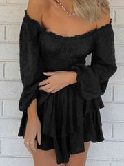 Off Shoulder Smocked Waist Romper - Angel's Dream