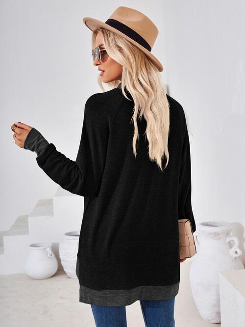 Contrast Mock Neck Long Sleeve T-Shirt - Angel's Dream