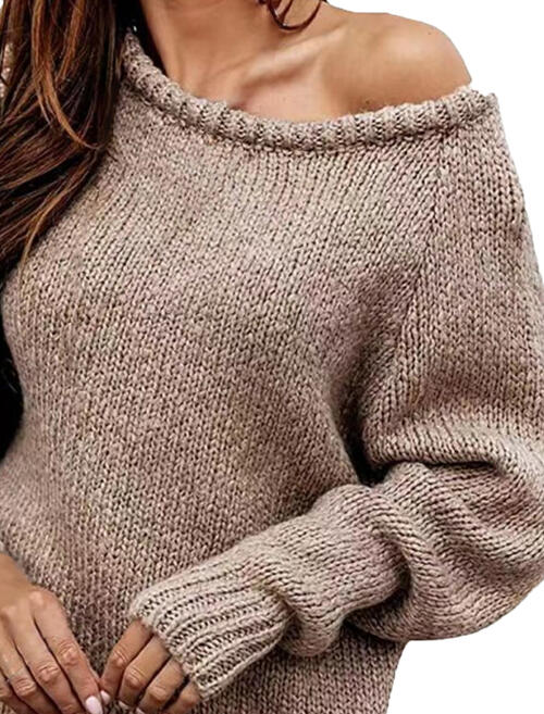 One Shoulder Long Sleeve Sweater - Angel's Dream