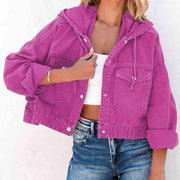 Hooded Dropped Shoulder Denim Jacket - Angel's Dream