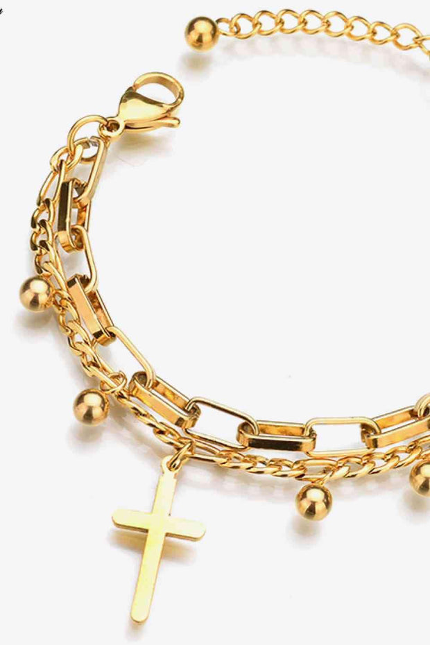 Cross Layered Stainless Steel Bracelet - Angel's Dream