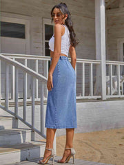 Button Down Denim Skirt - Angel's Dream