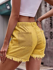 Drawstring Raw Hem Denim Shorts - Angel's Dream