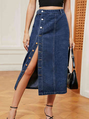 Button Down Denim Skirt - Angel's Dream