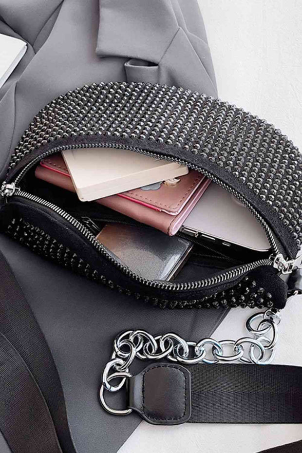 Rhinestone PU Leather Sling Bag - Angel's Dream