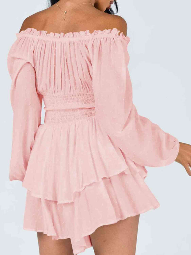 Off Shoulder Smocked Waist Romper - Angel's Dream