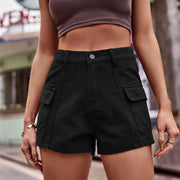 High-Waist Denim Shorts with Pockets - Angel's Dream