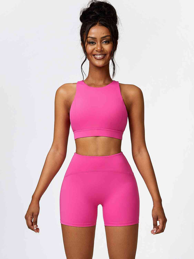 Cutout Cropped Sport Tank and Shorts Set - Angel's Dream