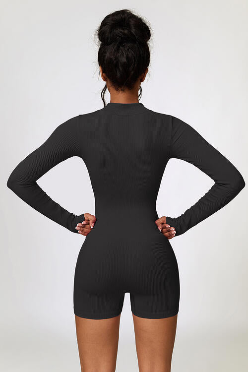 Half Zip Long Sleeve Active Romper - Angel's Dream