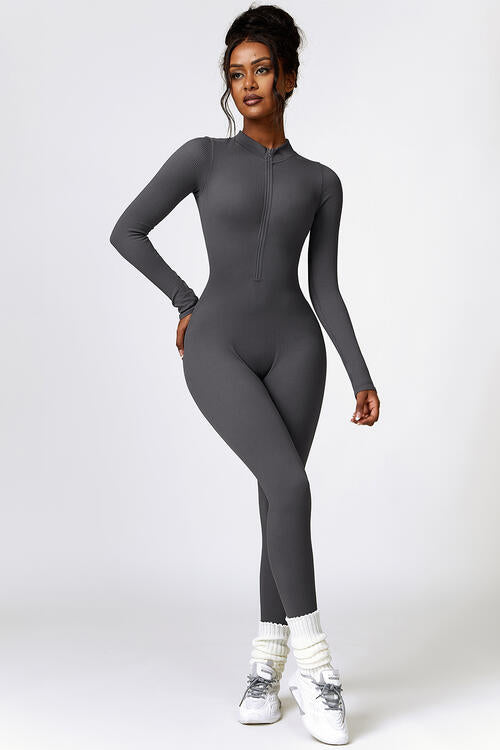 Half Zip Long Sleeve Active Jumpsuit - Angel's Dream