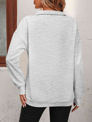 Zip-Up Dropped Shoulder Sweatshirt - Angel's Dream