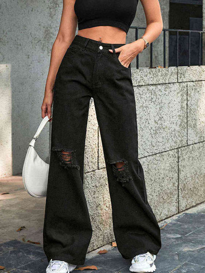 Distressed Wide Leg Jeans - Angel's Dream