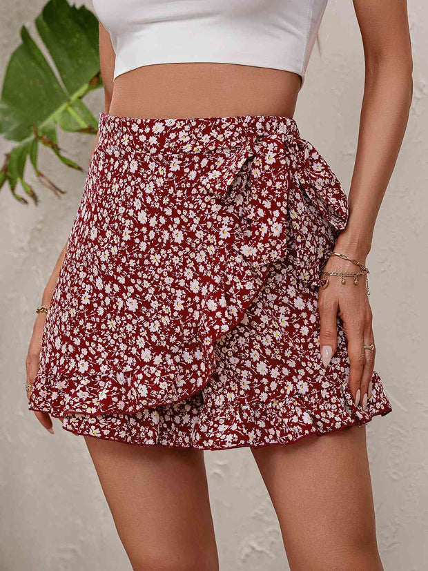 Printed Tie Waist Shorts - Angel's Dream