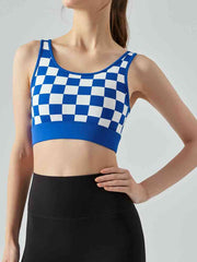 Round Neck Plaid Cropped Sports Tank Top - Angel's Dream