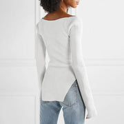 Sweetheart Neck Long Sleeve Knit Top - Angel's Dream