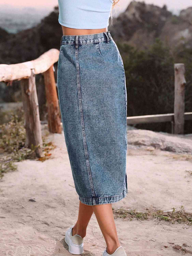 Button Down Denim Skirt - Angel's Dream