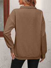 Zip-Up Dropped Shoulder Sweatshirt - Angel's Dream