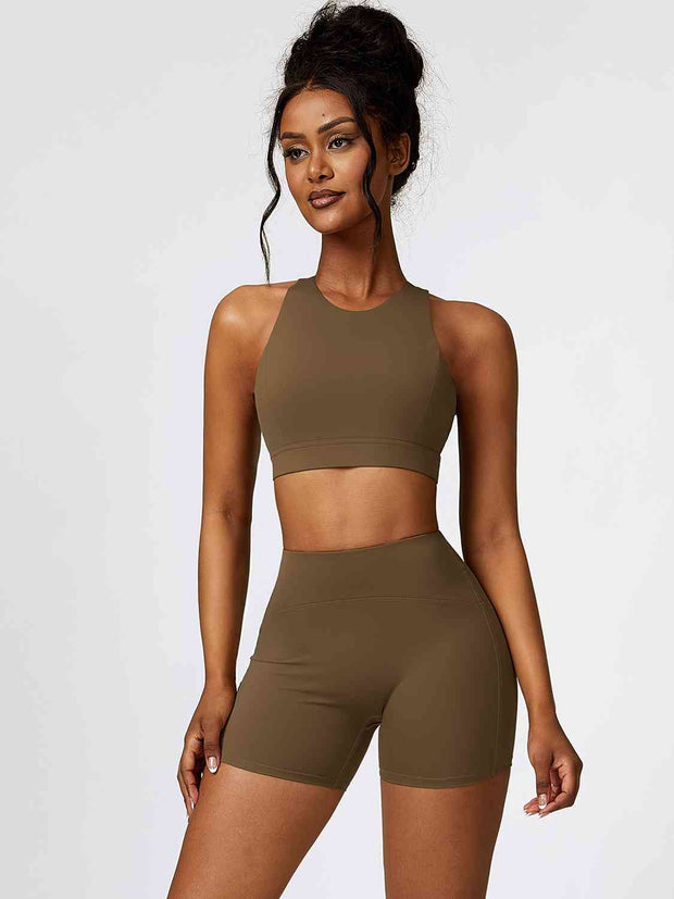 Cutout Cropped Sport Tank and Shorts Set - Angel's Dream