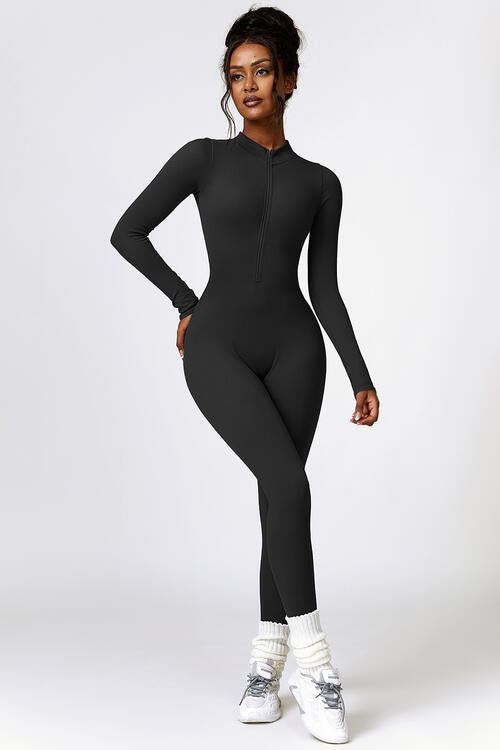 Half Zip Long Sleeve Active Jumpsuit - Angel's Dream