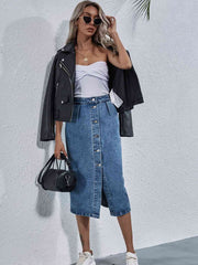 Button Down Denim Skirt - Angel's Dream