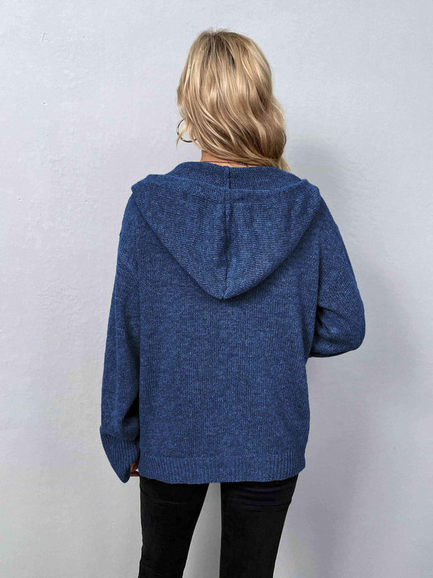 Button-Down Long Sleeve Hooded Sweater - Angel's Dream