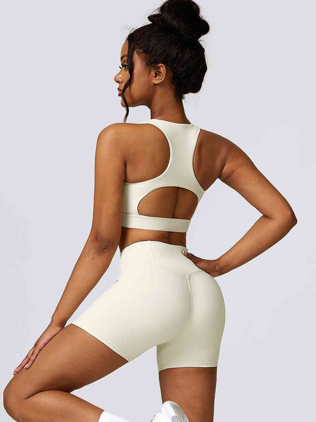 Cutout Cropped Sport Tank and Shorts Set - Angel's Dream