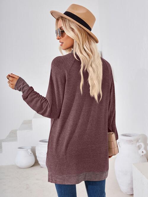 Contrast Mock Neck Long Sleeve T-Shirt - Angel's Dream