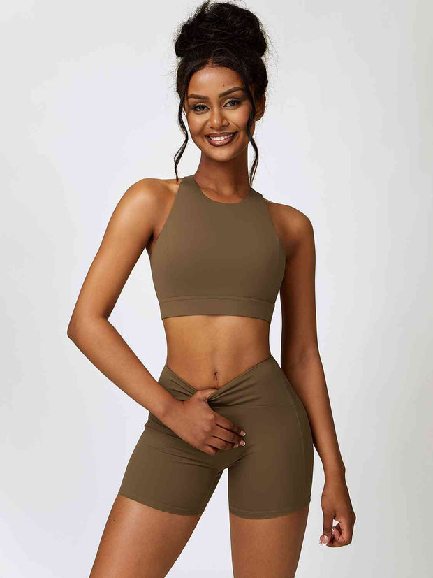 Cutout Cropped Sport Tank and Shorts Set - Angel's Dream