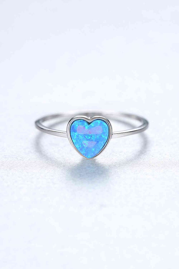 Opal Heart 925 Sterling Silver Ring - Angel's Dream