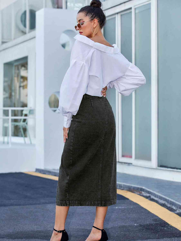 Button Down Denim Skirt - Angel's Dream