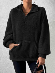 Half Zip Drop Shoulder Sweatshirt with Pocket - Angel's Dream