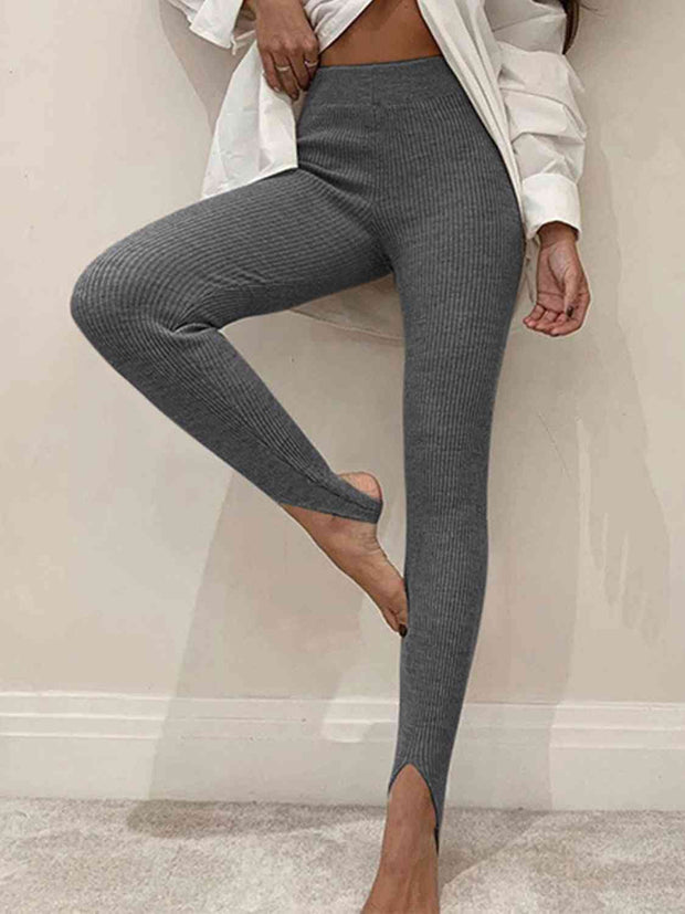 Ribbed Mid Waist Leggings - Angel's Dream