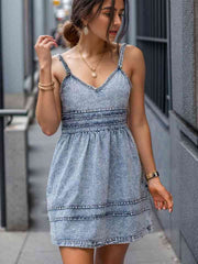 V-Neck Sleeveless Denim Dress - Angel's Dream