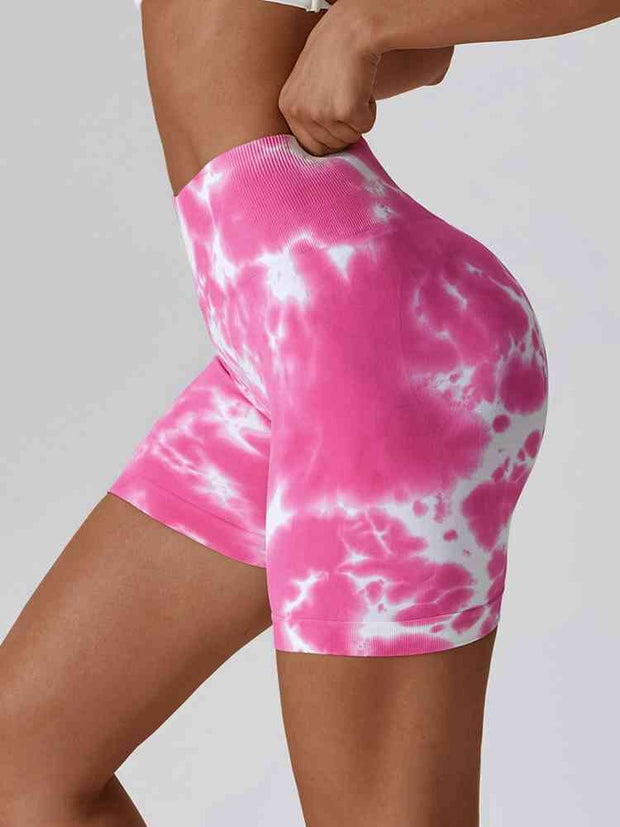 Tie Dye Wide Waistband Slim Fit Sports Shorts - Angel's Dream