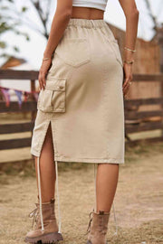 Drawstring Denim Cargo Skirt - Angel's Dream