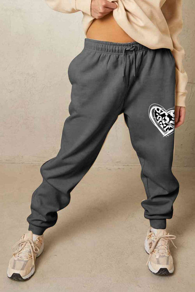 Simply Love Simply Love Full Size Drawstring Heart Graphic Long Sweatpants - Angel's Dream