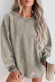 Round Neck Dropped Shoulder Sweatshirt - Angel's Dream