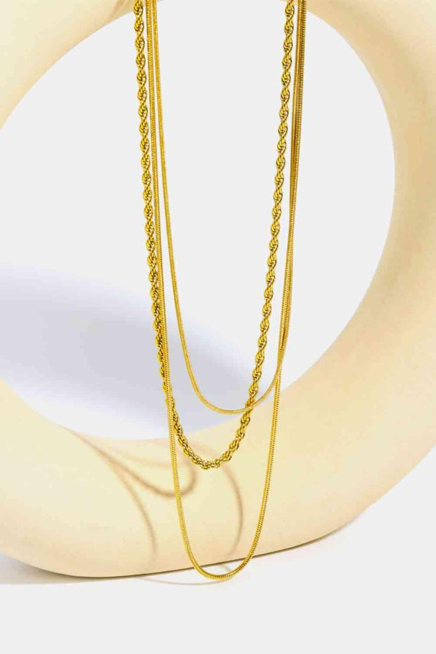 Stainless Steel 18K Gold-Plated Triple Layer Necklace - Angel's Dream